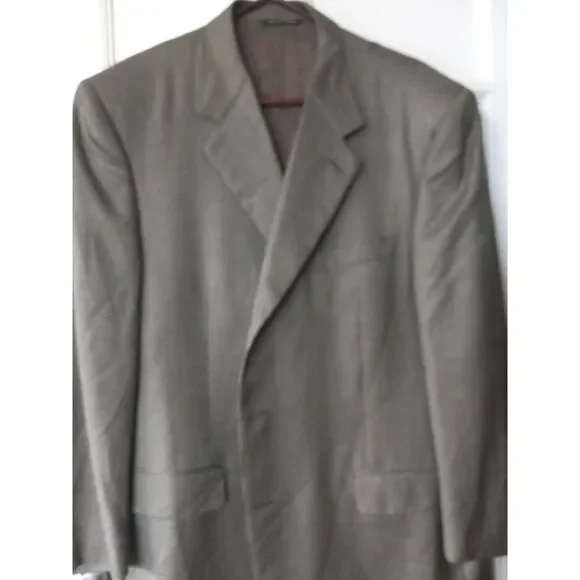 CANALI Suit Jacket Mens Mustard Green Houndstooth‎ Plaid Cashmere Wool Silk